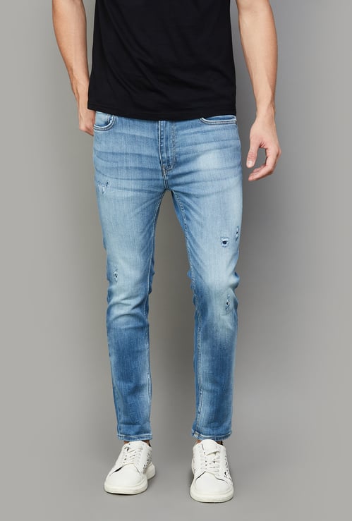 UNITED COLORS OF BENETTON Distressed Slim Tapered Jeans