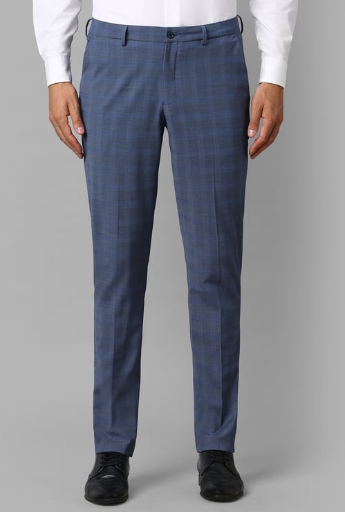 LOUIS PHILIPPE Checked Slim Straight Formal Trousers