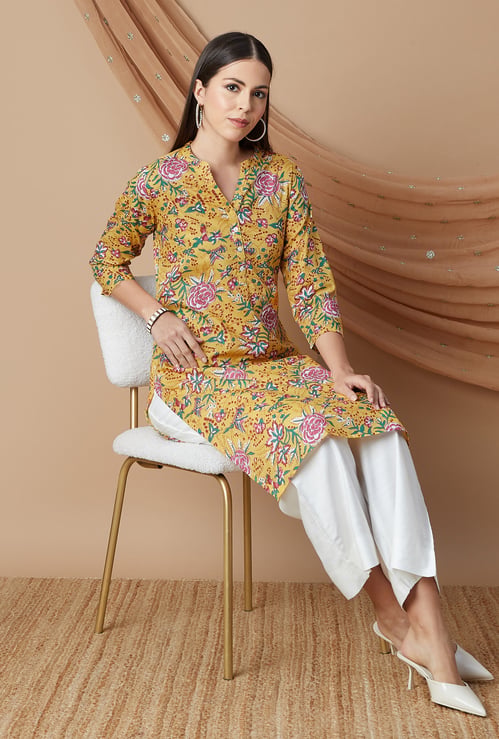 MELANGE Floral Printed Straight Kurta