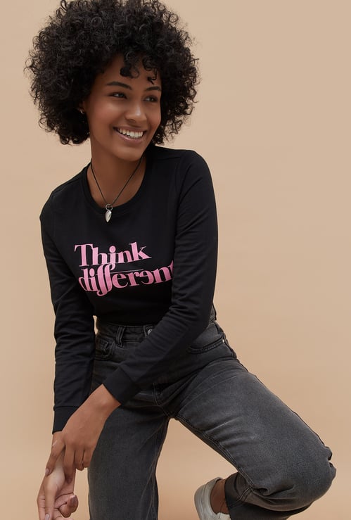 FAME FOREVER Women Typographic Print Sweatshirt