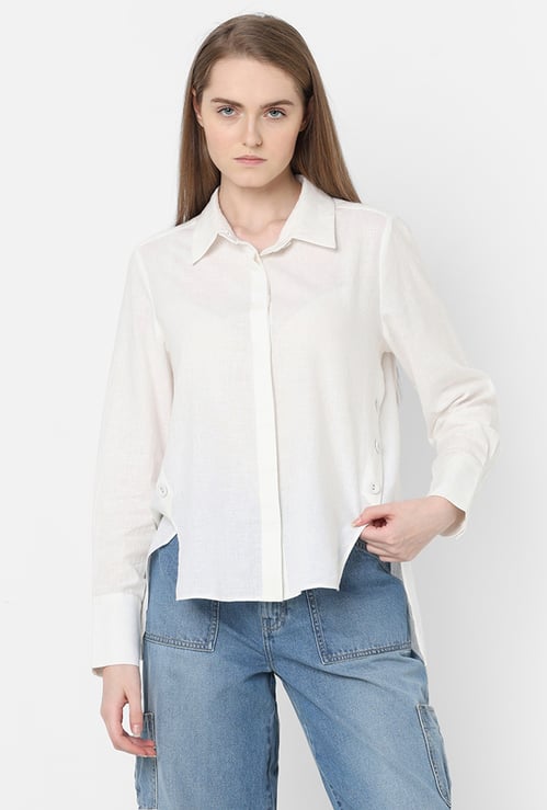 VERO MODA Women Solid High Low Hem Shirt