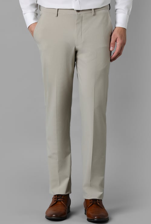 LOUIS PHILIPPE Solid Slim Straight Formal Trousers