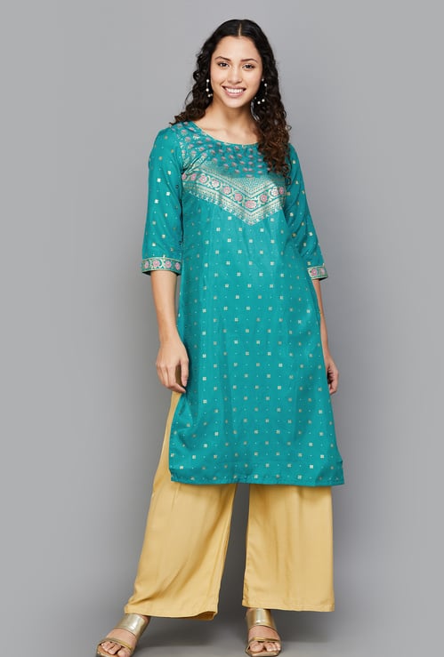 AURELIA Floral Print Straight Kurta