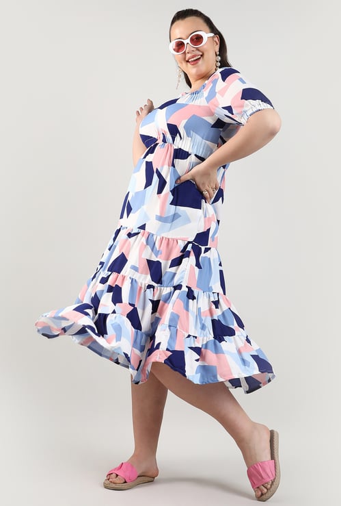 INSTAFAB PLUS Geometric Print Midi Dress