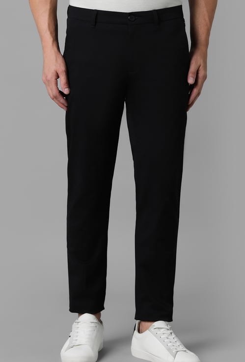 LP SPORT Solid Slim Straight Formal Trousers
