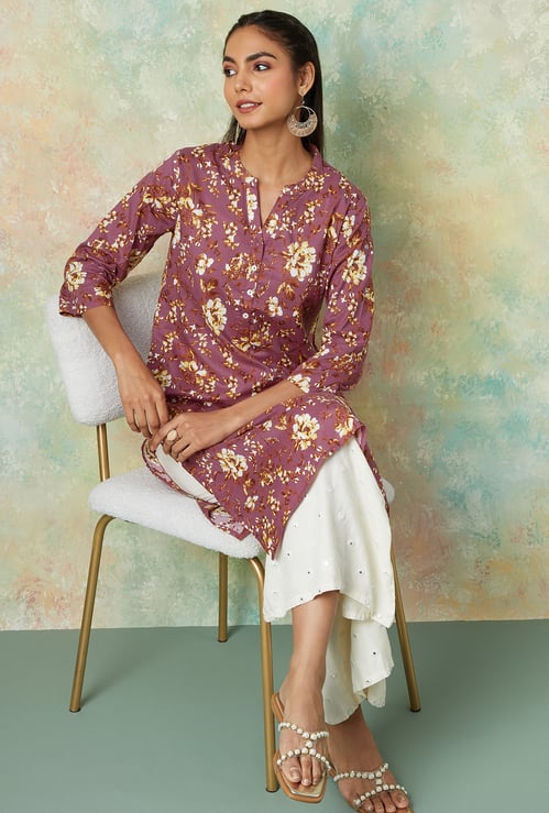 MELANGE Floral Print Straight Kurta