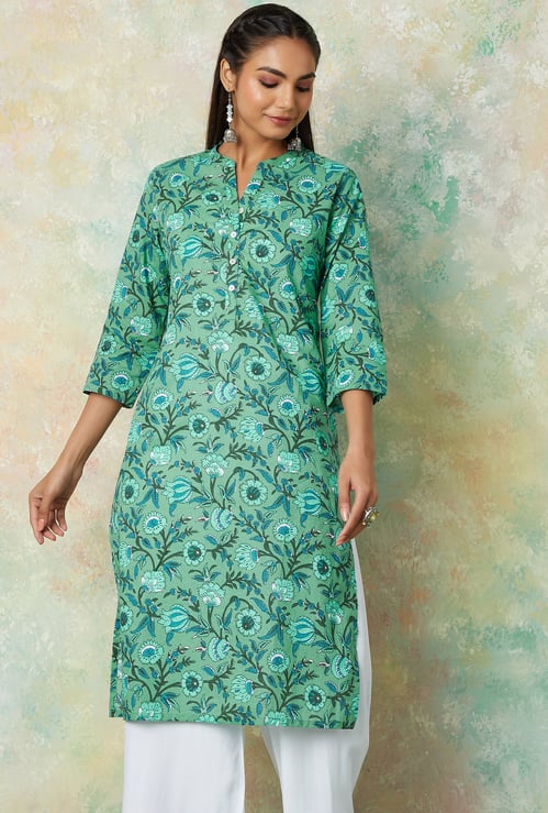 MELANGE Floral Print Straight Kurta