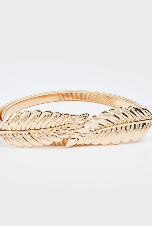 GINGER Textured Leaf Motif Buckle Belt