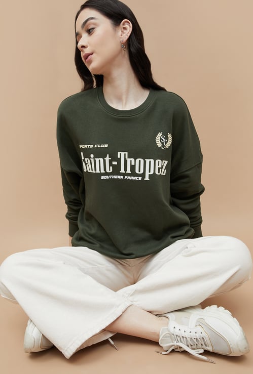 GINGER Typographic Print Oversized Sweatshirt