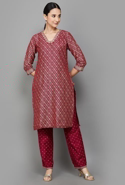 SPAN Women Printed Straight Kurta Set