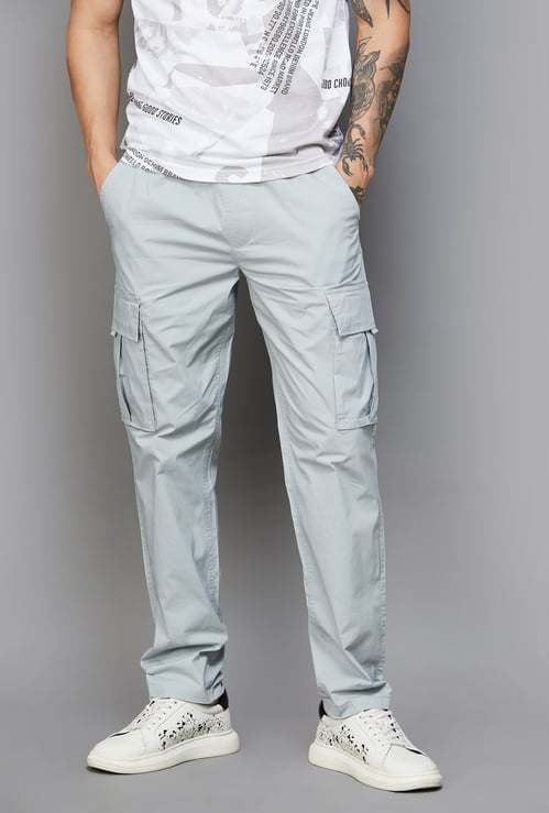 CELIO Jostope Men Solid Slim Straight Cargo Trousers