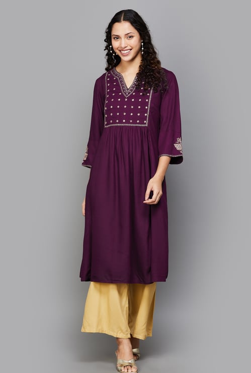 BIBA Embroidered A-Line Kurta