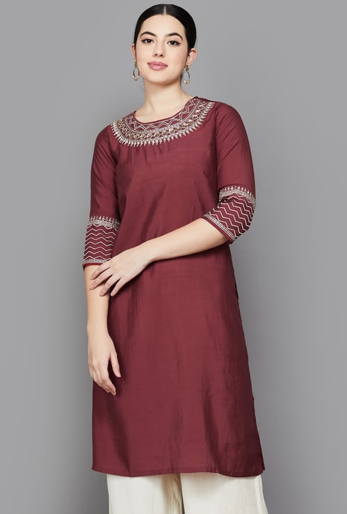 BIBA Embroidered Straight Kurta