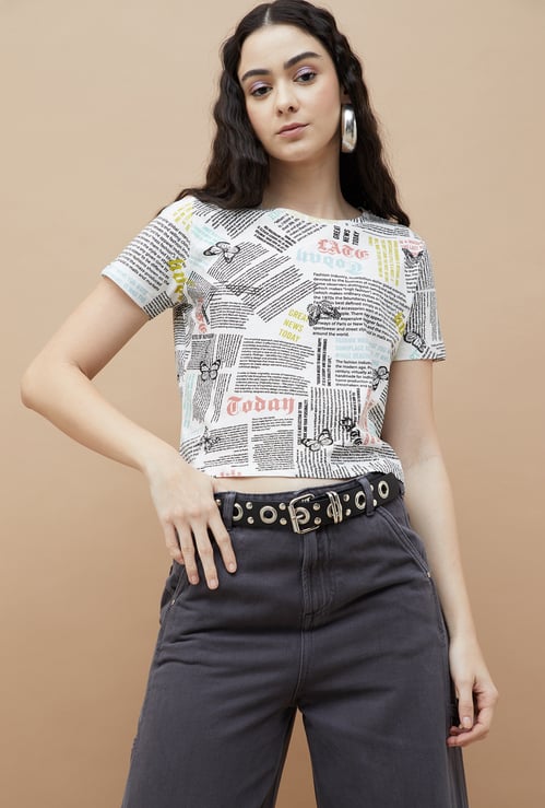 GINGER Typographic Printed Regular Fit Top