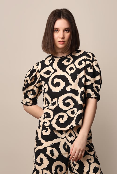 ONLY Printed Puffed Sleeve Top