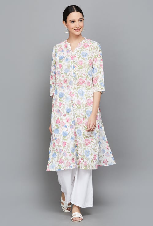 W Floral Printed A-Line Kurta