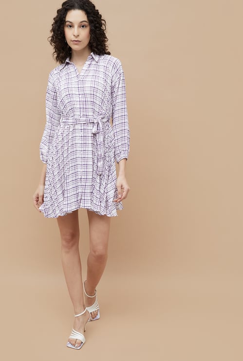 GINGER Checked Shirt Dress