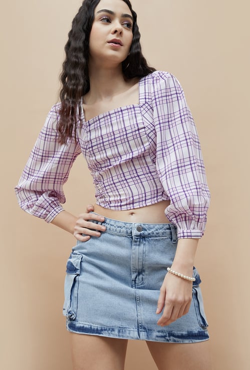 GINGER Checked Crop Top