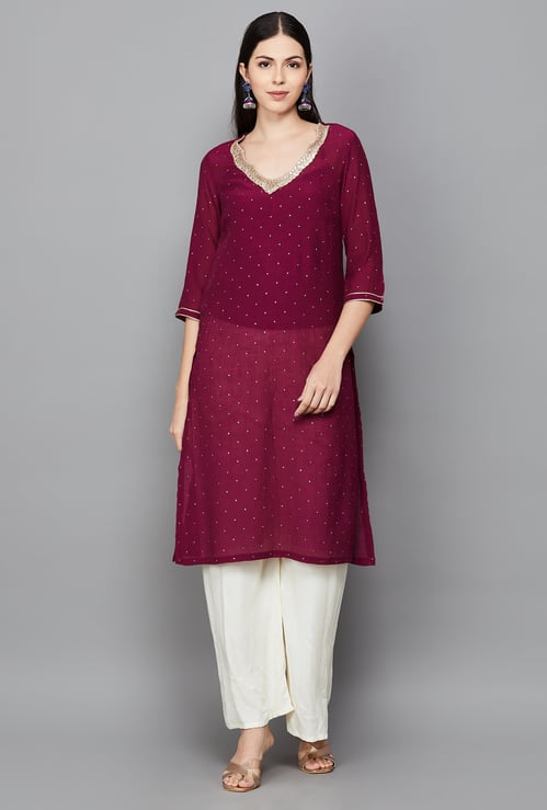 BIBA Embroidered Straight Kurta with Camisole