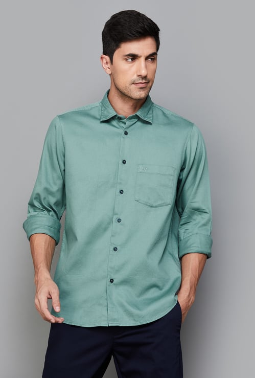 COLORPLUS Solid Regular Fit Smart Casual Shirt