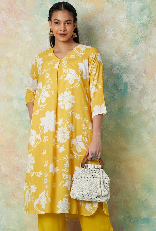 MELANGE Floral Printed Straight Kurta