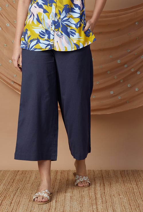MELANGE Solid Wide Leg Culottes
