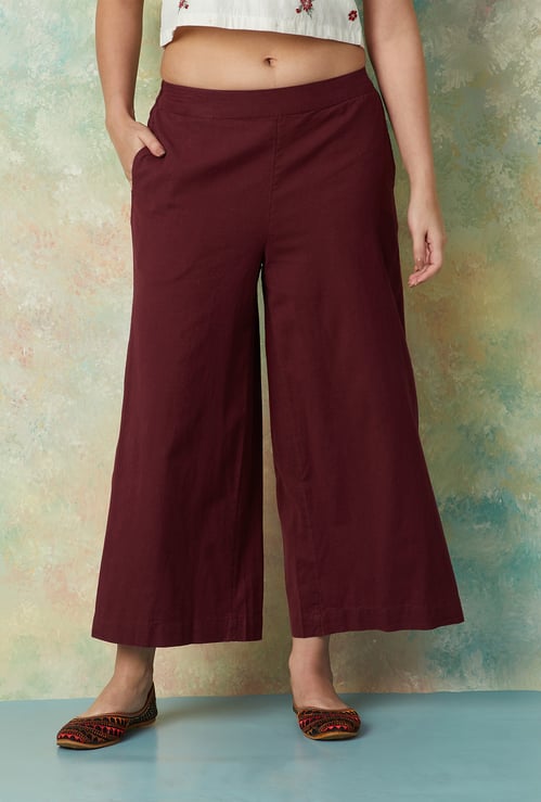 MELANGE Solid Wide Leg Culottes