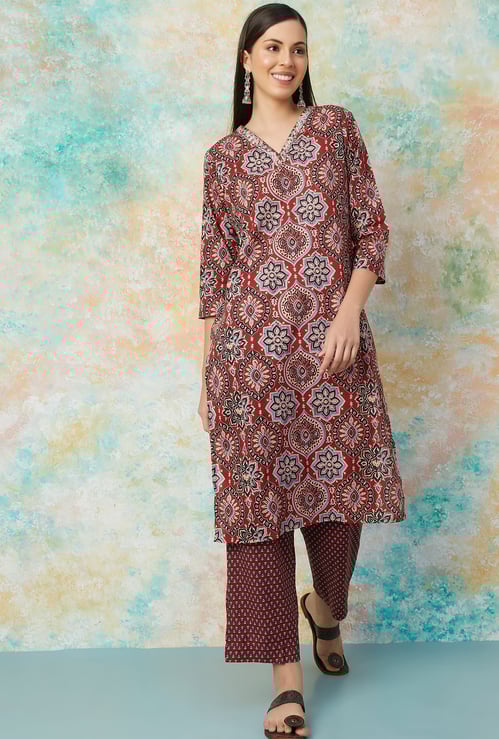 MELANGE Printed Straight Kurta Set