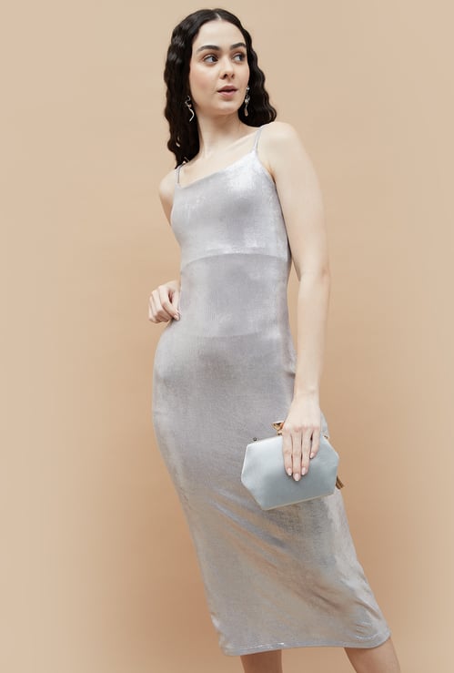 GINGER Metallic Strappy Slip Dress