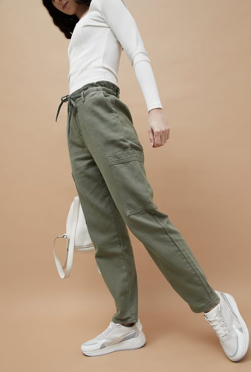 GINGER Solid Trousers with Side Pockets
