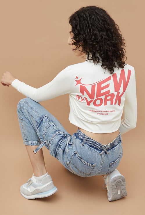 GINGER Back Print Crop Sweatshirt