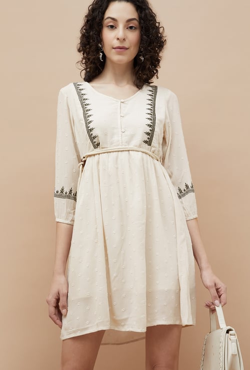 FAME FOREVER Embroidered A-Line Dress
