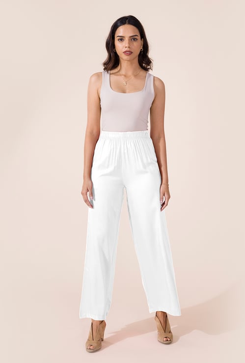 GO COLORS Solid Mid Rise Palazzos