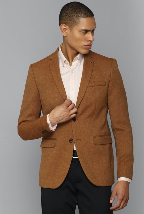 ALLEN SOLLY Textured Slim Fit Single Breasted Formal Blazer