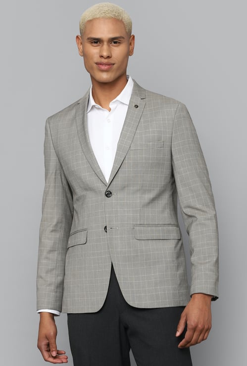 ALLEN SOLLY Checked Single Breasted Slim Fit Formal Blazer