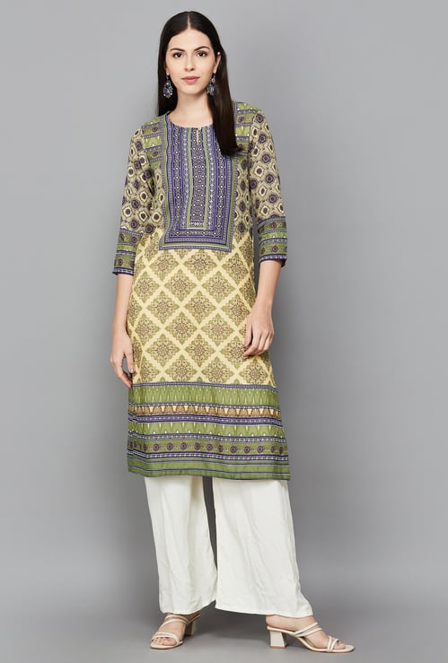 BIBA Ethnic Motifs Printed Straight Kurta