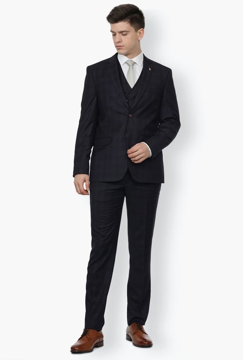 VAN HEUSEN Checked Slim Fit Three Piece Suit