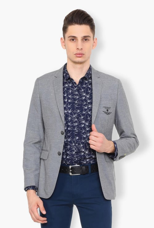 VAN HEUSEN Textured Slim Fit Single Breasted Blazer