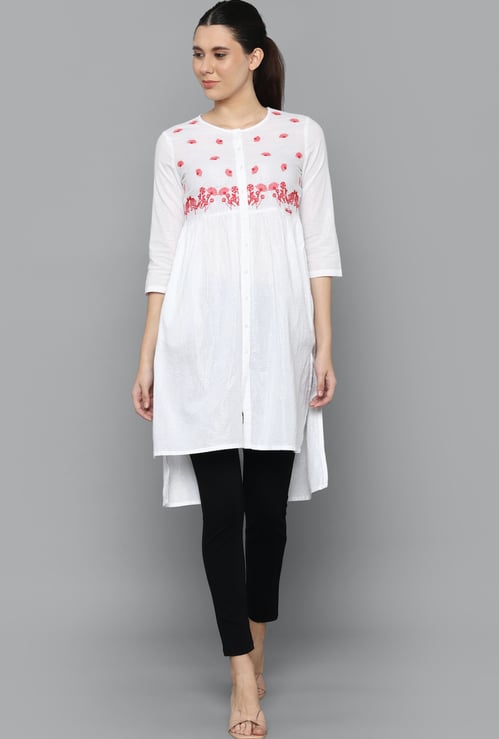 ALLEN SOLLY Embroidered Flared Tunic
