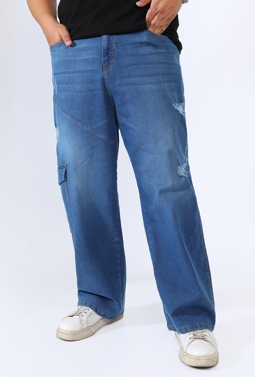 INSTAFAB PLUS Washed Distressed Jeans