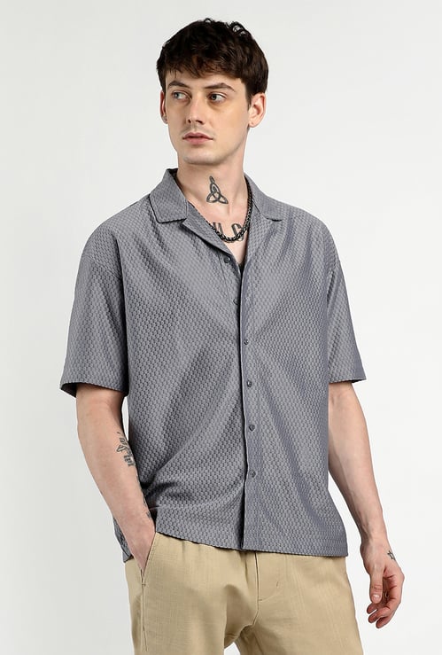 CAMPUS SUTRA Textured Oversized Casual Shirt