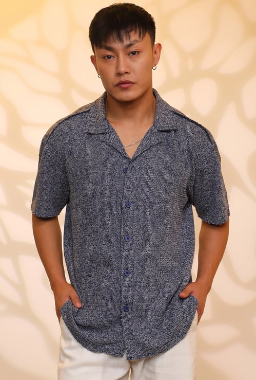 CAMPUS SUTRA Textured Oversized Shirt