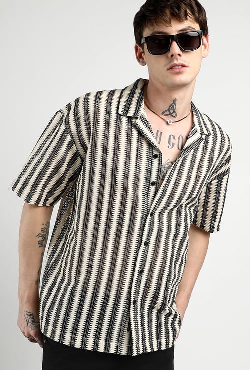 CAMPUS SUTRA Knitted Oversized Casual Shirt