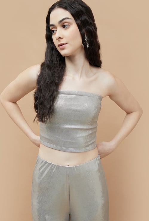 GINGER Metallic Cropped Tube Top