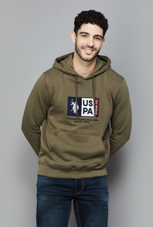U.S. POLO ASSN. Applique Detailed Hooded Sweatshirt