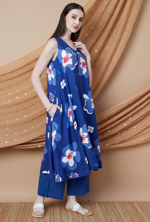 MELANGE Floral Print A-line Kurta