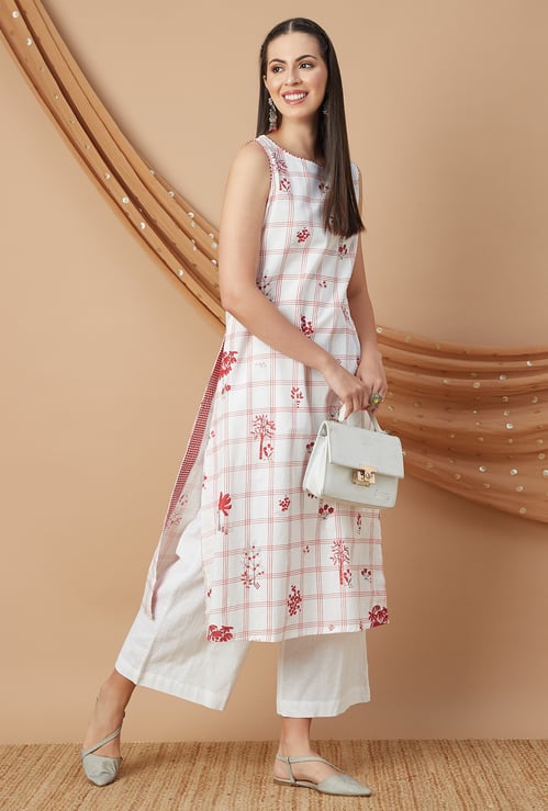 MELANGE Checked Straight Kurta