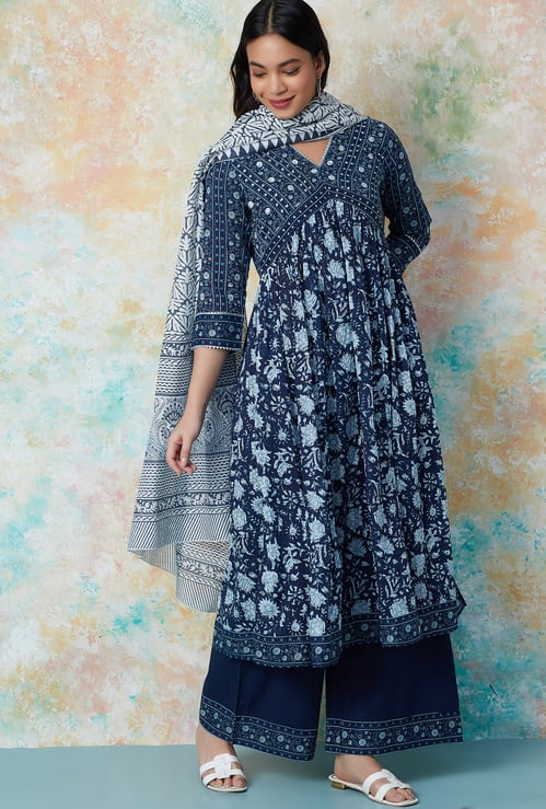 MELANGE Printed A-Line Kurta Set