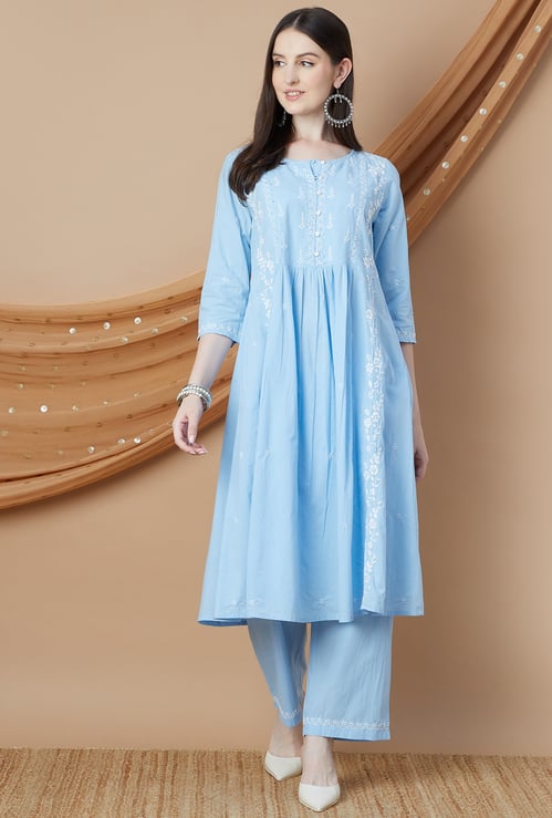 MELANGE Embroidered A-Line Kurta Set