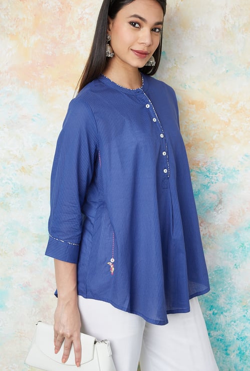 MELANGE Striped A-Line Tunic